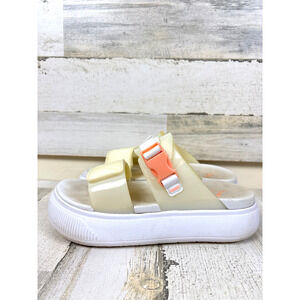 Puma Womens 8 Cream Mayu Pop Platform Slide Sandals Peach Buckle Casual Summer